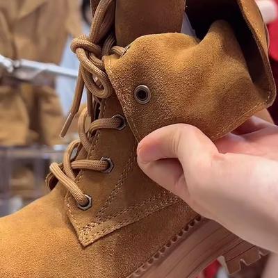 Короткие ретро-ботинки из кожи Amiu, ботинки Мартин с отворотом, женские осенне-зимние новые ботинки цвета ревеня, ботинки-локомотивы на толстой подошве, два способа носки