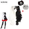 Anime Wig Monokuma Cosplay Wig Danganronpa Women Cosplay Wig Kuma Halloween Girl Anime Wigs + 2pcs Headwear