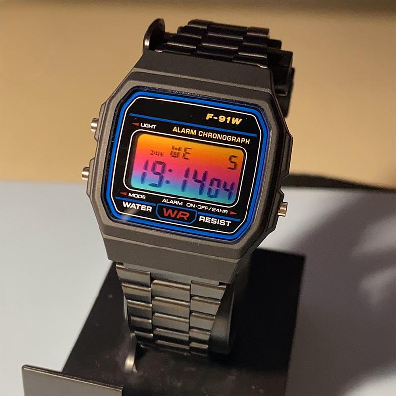 Для Casio Маленькие Квадратные F-91w/a158w/a159w Мод Цветные Наклейки Радужный Градиент DIY Пленка Экран Часов Покрытие Аксессуары