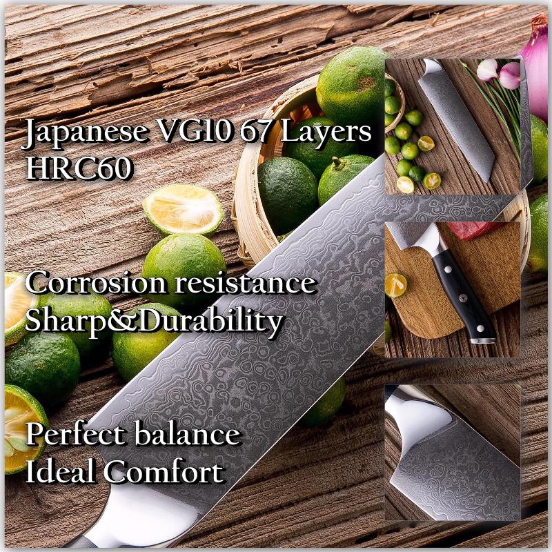 7,7-дюймовый дамасский нож шеф-повара Kiritsuke Gyuto vg10, профессиональные кухонные ножи из японской стали
