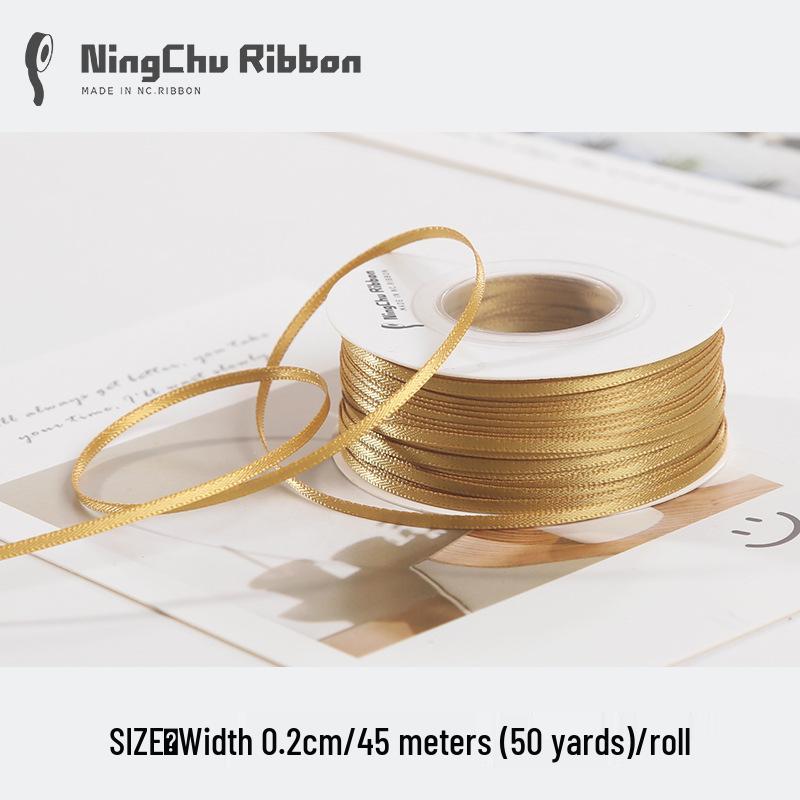 Двусторонняя атласная лента 2 мм для закладки, свадебных бантов и подарочной упаковки