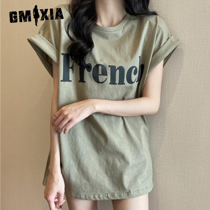 GMXIA Футболка с коротким рукавом и заниженной линией талии Sweet Cool, свободные летние женские студенческие топы