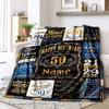 Happy 50Th Birthday Blue Customize Your Name Blanket Warm Comfortable Soft Blanket For Chair Office Sofa Bed Sofa Office Camping Suitable For Gifting