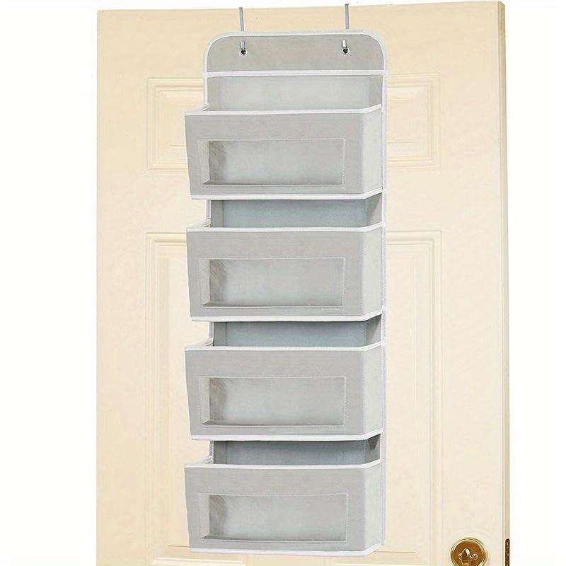 1pc 4 Large Pockets Hanging Door Storage Box with Transparent Windows&2 Widened Metal Hooks,suitable for Diapers&clothes&umbrella Storage.