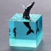 Marine Whale Cube Ornament Ocean Shark Diver Decoration Whale Epoxy Resin Whale Model Desktop Lamp LED Night Light Luminous Toy