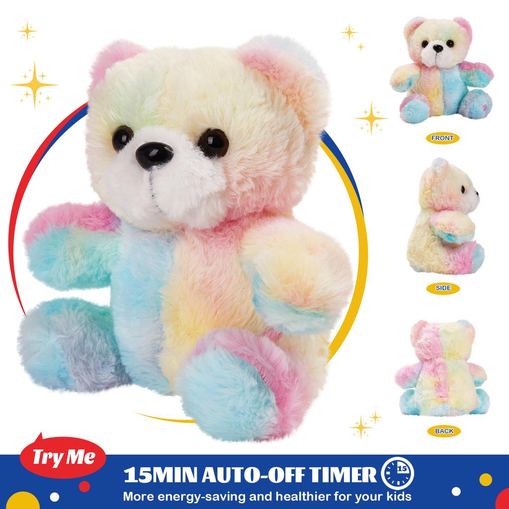Glow Guards-oso de peluche de arcoíris con luz Musical, almohada de animales con luz LED, regalos de cumpleaños y vacaciones para niños