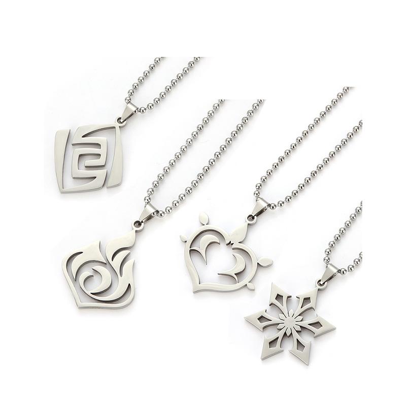 Genshin Impact кулон ожерелье подростковое милое аниме мультфильм призрак ожерелье из нержавеющей стали для мужчин женщин ювелирные аксессуары подарок