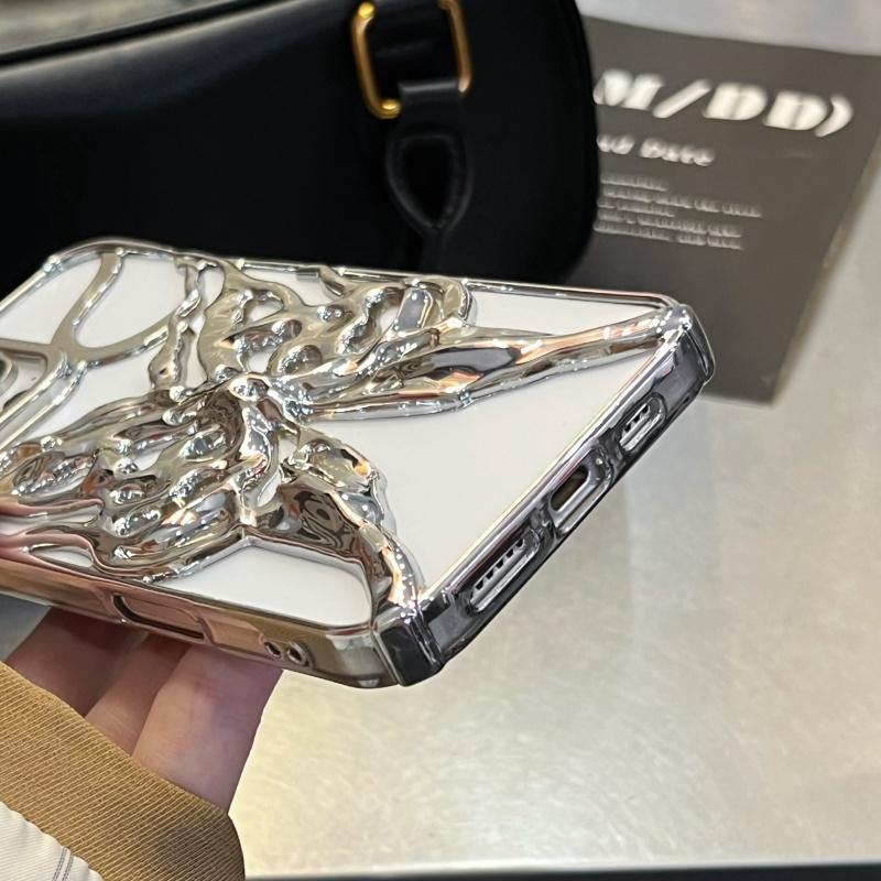 Модный чехол с гальваническим покрытием и полым узором бабочки для iPhone 16E 15 14 13 12 11 Pro Max, матовая противоударная задняя крышка с теплоотводом