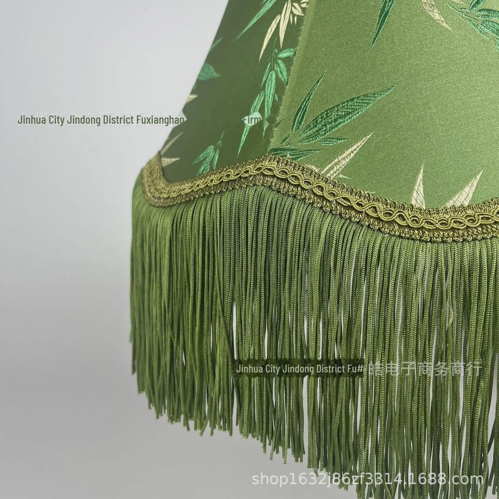 Абажур ручной работы в европейском стиле с кисточками для торшера E27, дизайн в стиле ретро с бамбуковыми листьями, роскошь в стиле американского кантри