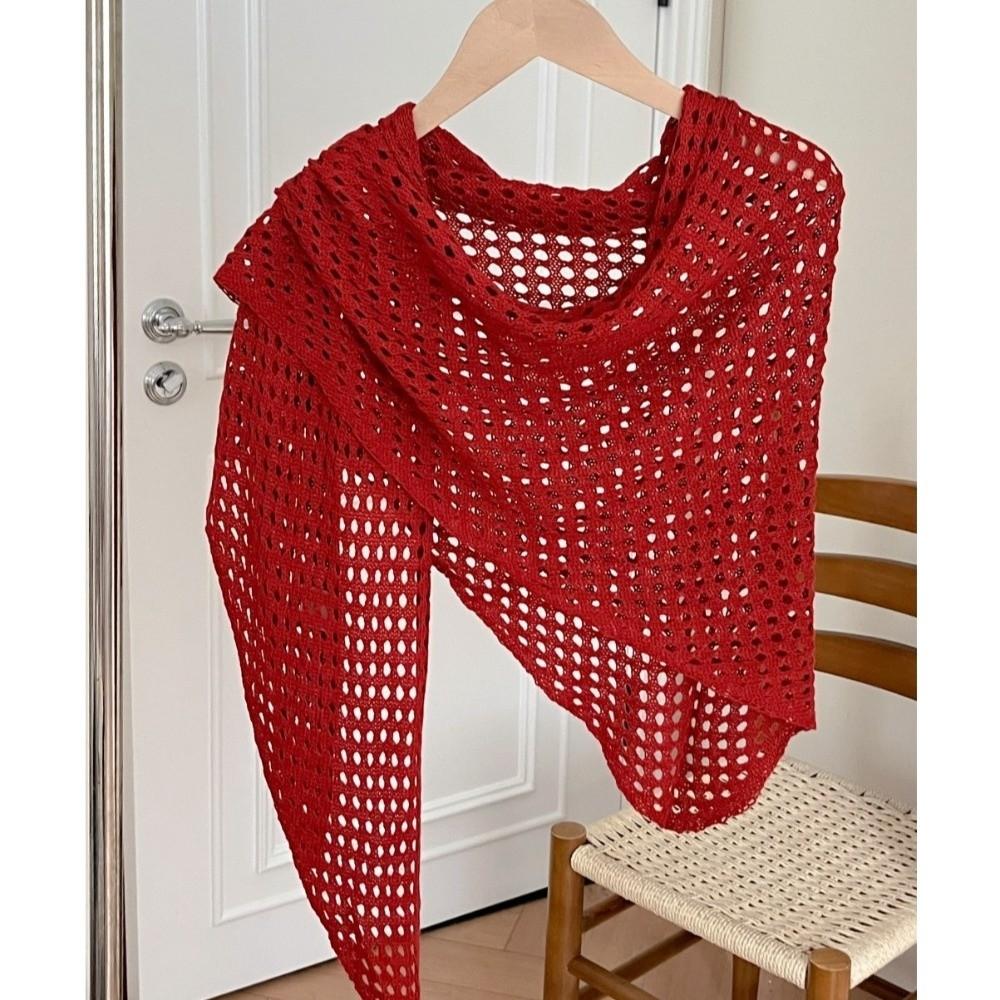 Solid Color Triangle Scarf Shawl Breathable Women Shawl Wrap Fashion Knitted Scarf