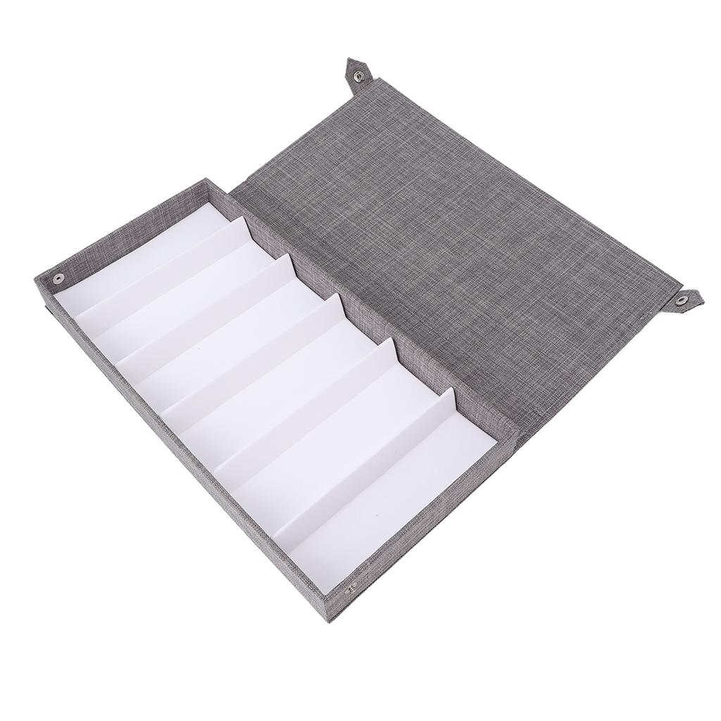 6 Отделений Чехол для хранения солнцезащитных очков Флисовая ткань Застежка на кнопку Предотвращает царапины Коробка для демонстрации очков Серый