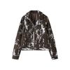 Irregular Printing Zipper Long Sleeved Jacket Women Casual Turndown Collar Short Coat Fashion Street Style 2025 Spring and Summer New