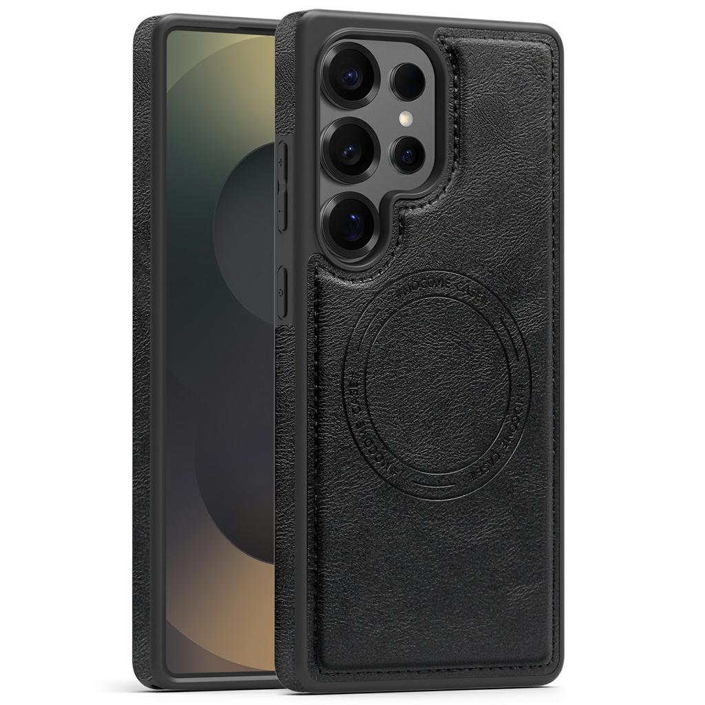 For Samsung Galaxy S25 Ultra Case Compatible with MagSafe Leather Back Phone Cover