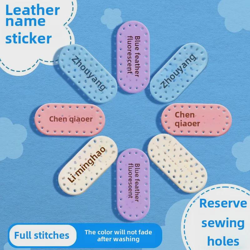 Водонепроницаемые и масляные именные наклейки для учеников начальной школы: Индивидуальные варианты из искусственной кожи и вышитой кожи