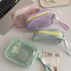 Small Capacity Key Bags Transparent Cosmetic Bag Square Mesh Storage Pouch Mini Zipper Coin Purse Mini Wash Bag Stationery Case