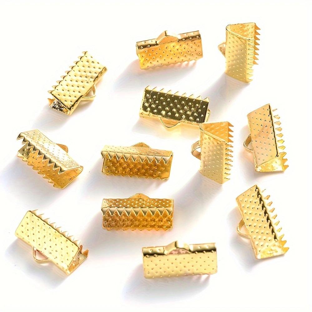 Набор из 30 металлических концевиков для лент, кожаных шнуров, обжимных наконечников с серебристой, золотистой и бронзовой отделкой