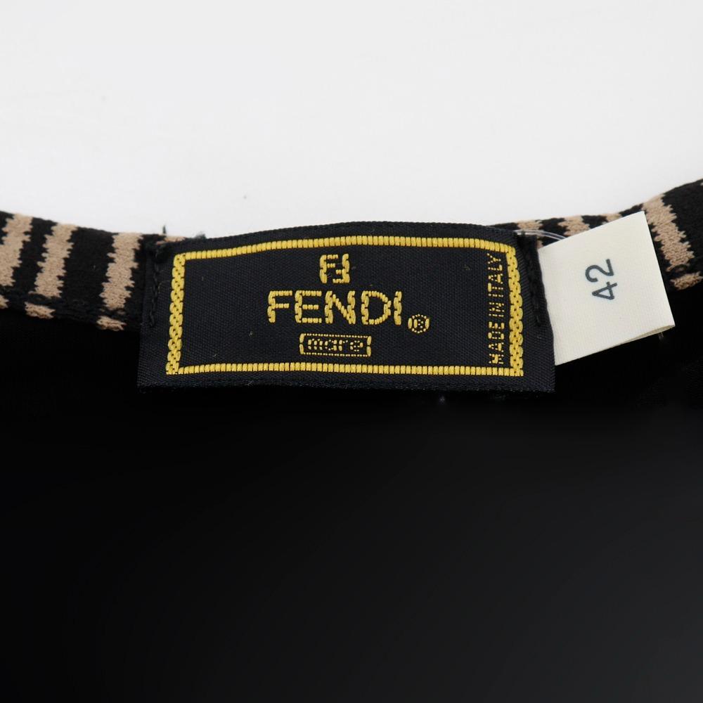 Fendi Логотип Футболка с коротким рукавом Pi Розовый черный Вискоза Женская Б/у