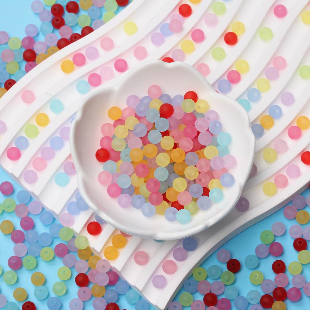 Креативные акриловые бусины для глазури «сделай сам», красочные полупрозрачные цветные 80 шт., 6 мм, круглые поделки для изготовления ювелирных изделий