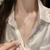 Zircon Tassel Double Layer Necklace for Women Gentle Temperament Clavicle Chain Simple Jewelry