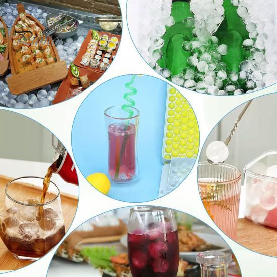 Mini Sphere Ice Tray Cube with Bin And Scoop, Small Round Balls Ball Mold for Coffee Drinks, Easy Release Stackable Silicone Freezer Clean