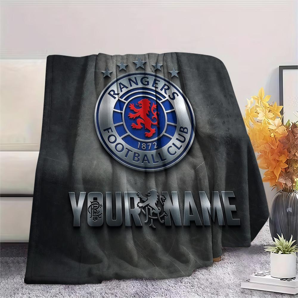 Custom Name Rangers FC Flannel Blanket, High quality Comfortable for All Seasons, Home Decor, Warmth and Comfort