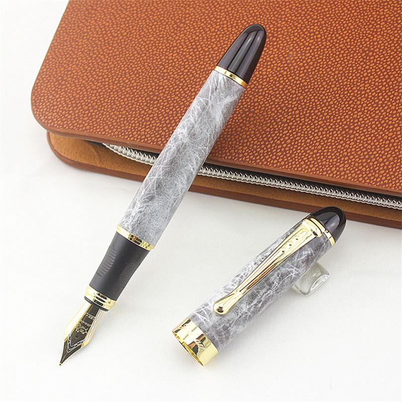 Перьевая ручка мраморно-серого цвета, 0,7 мм, средний стиль письма, роскошный подарок для каллиграфии с золотой отделкой