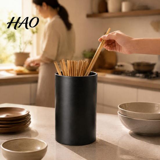 Sturdy Metal Cutlery Stand Stainless Steel Chopstick Holder, Matte Black Utensil Organizer, Large Countertop Tableware Organizer Capacity Durable