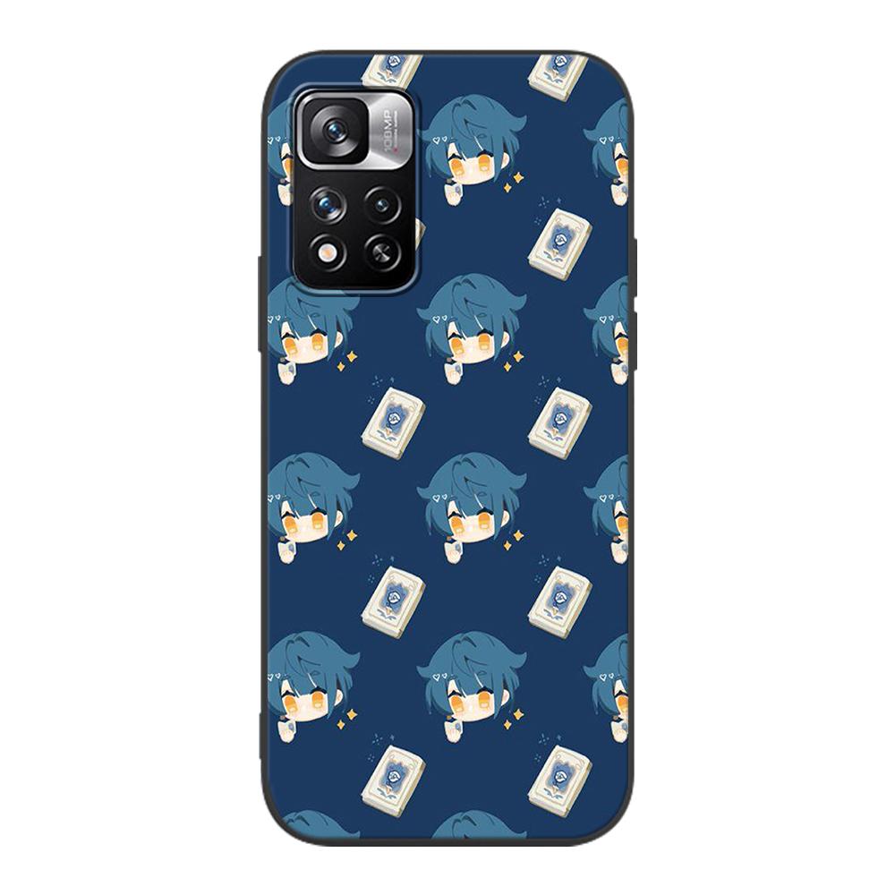 Чехол для телефона Cartoon Genshin Impact для Xiaomi Redmi Note 9S 9 8 10 11 Pro 9C 9A 7 8T 7A 8A 6A 6 10S, черный, мягкий силиконовый чехол