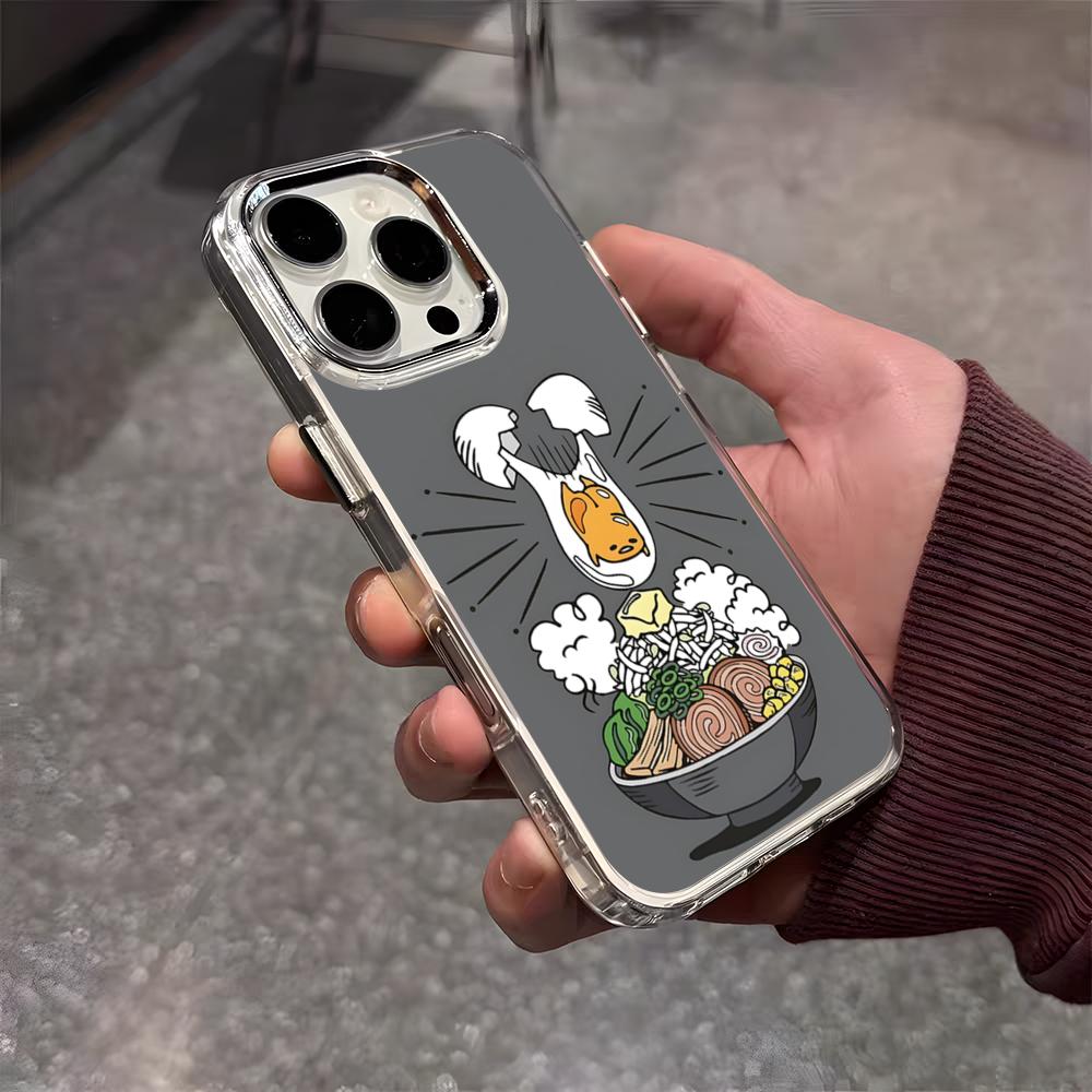 G-Гудетама Яйцо Милый Чехол Для Телефона Для IPhone 17 Air 16 E 15 14 13 12 11 Plus Pro Max Гальванизированный Прозрачный Мягкий Чехол
