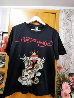 Футболка Ed Hardy, Черная футболка Ed Hardy с коротким рукавом, хлопок, переиздание S-4XL