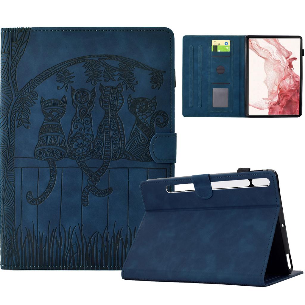 For Samsung Galaxy Tab S8 X700 X706/S7 T870 T875 Case Cats Imprinted PU Leather Card Slots Tablet Cover