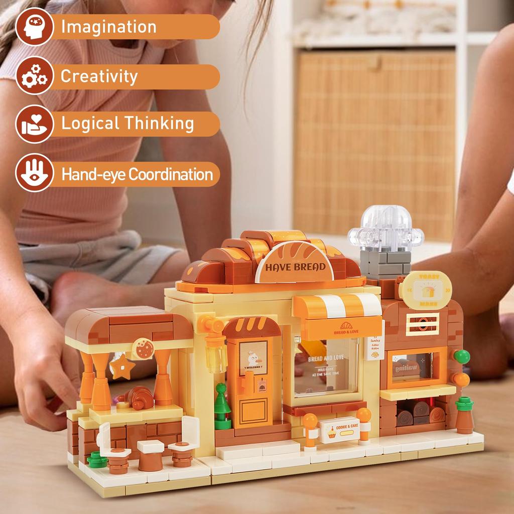 Oichy Blocks Cute Shop Toy Block Set with Shiba and Cafe Creative Assembly Perfect Gift for Kids and or any Inu, Sweets, Bakery, Designs, Shop,