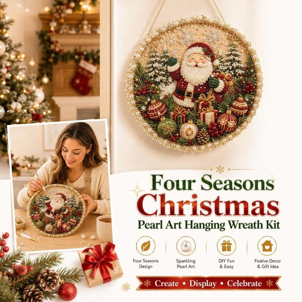 Handmade Pearl Diamond Art Kit Four Seasons Holiday Hanging Wreath Pearl Art Wreath Set Christmas