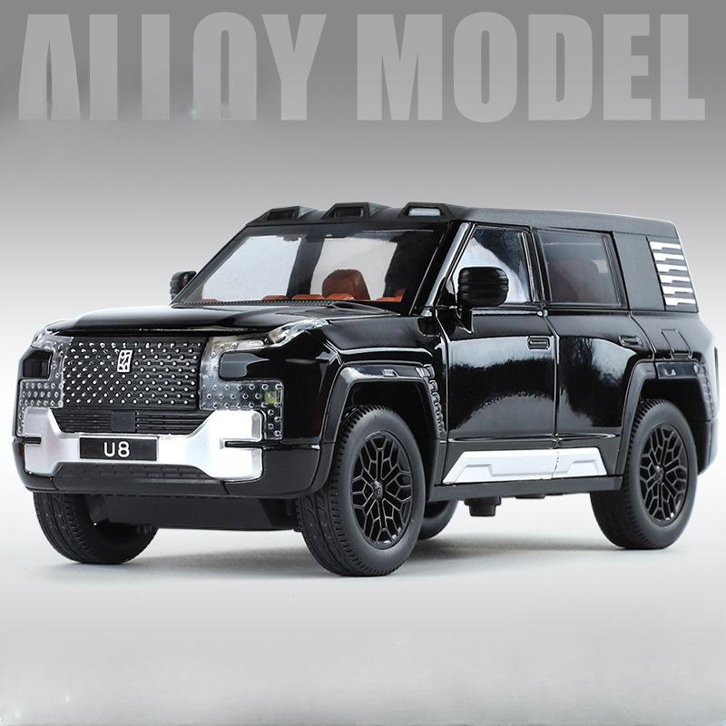1:24 Byd Yangwang U8 Li L9 Модель автомобиля из сплава Металлическая литая игрушка Автомобиль на новой энергии Резиновые шины Открывающиеся двери Игрушка Подарок для мальчика