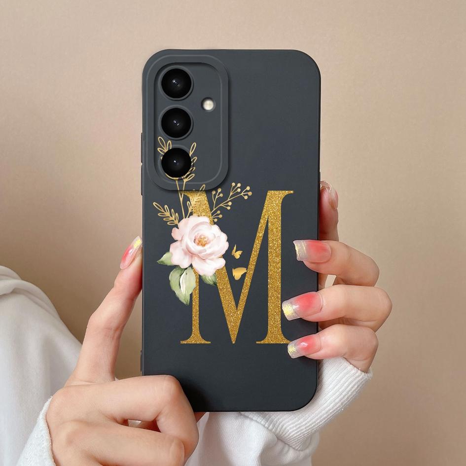 Flowers Letter Case For Samsung A05 A05S A16 S25 Plus S25Ultra A26 A56 F14 A36 Fashion Exquisite Pattern Soft Silicone Couples Covers For Samsung Capa