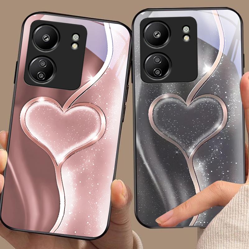 Постепенная Любовь Большая Для Xiaomi Redmi 13C Note13 12 Pro Plus 5G Note 9 13T Pro POCO X6 F5 F6 Черный Чехол для Телефона из Закаленного Стекла