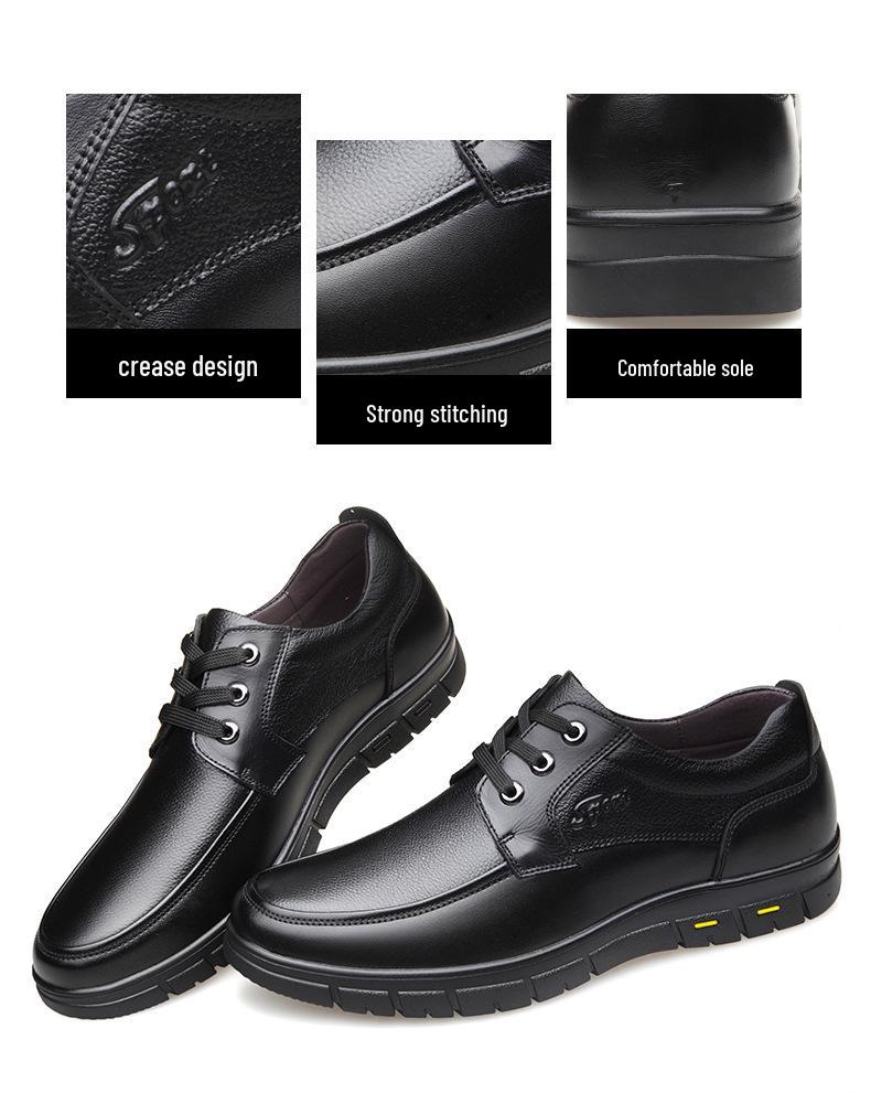 Мужские осенние туфли из натуральной кожи на плоской подошве с нескользящей подошвой - Повседневная коровья кожа для среднего и пожилого возраста