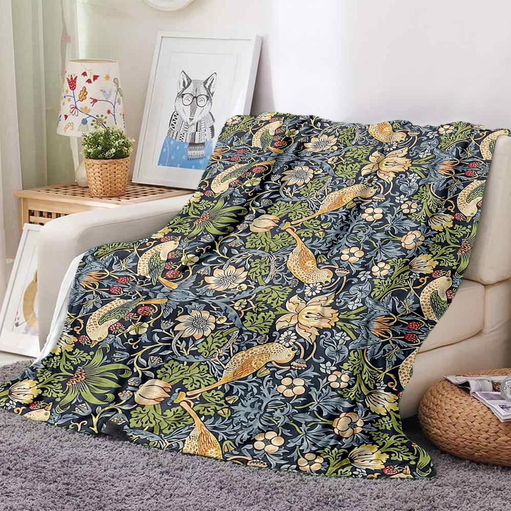 1Pc Birds Flowers Blanket Soft And Comfortable Casual Warm Camping Travel Christmas Halloween Xmas Gift M928563