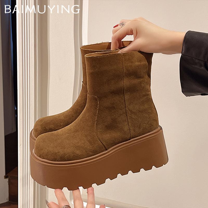 Леопардовая платформа женские зимние ботильоны замшевые туфли на высоком каблуке женские 2025 тренд зимние брендовые готические прогулочные мотоциклетные ботинки женские