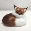1PC Mini Simulation Fox Plush Ornament Squatting Fox Model Figurine Doll for Home Decoration Craft Christmas Party Children Gift