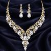 Rhinestone Crystal Necklace Earrings Shining Bridal Jewelry Set  Ball Banquet