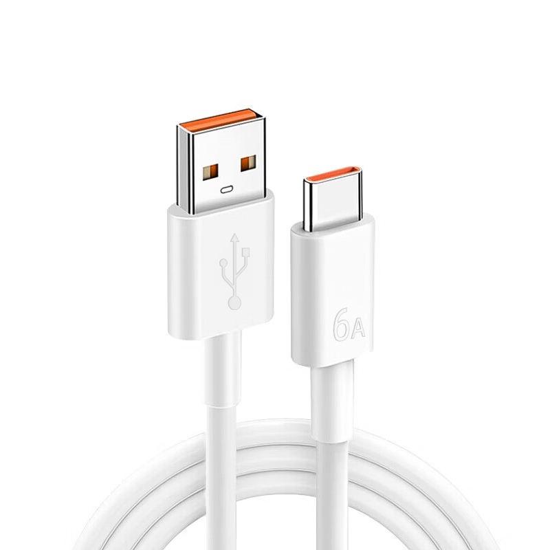 Manufacturer's PD USB-C Fast 6A Charging Cable PVC/TPE Jacketed Type-C Lead for Mobile Phone USB-C Data Cable