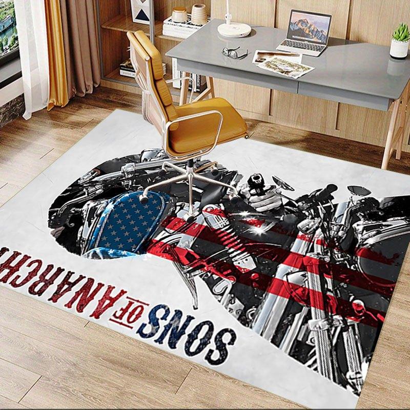 1pc Sons of Anarchy themed Office Carpet Chair Mats - durable polyester rug for home theater, office, dorm room decor - tA46