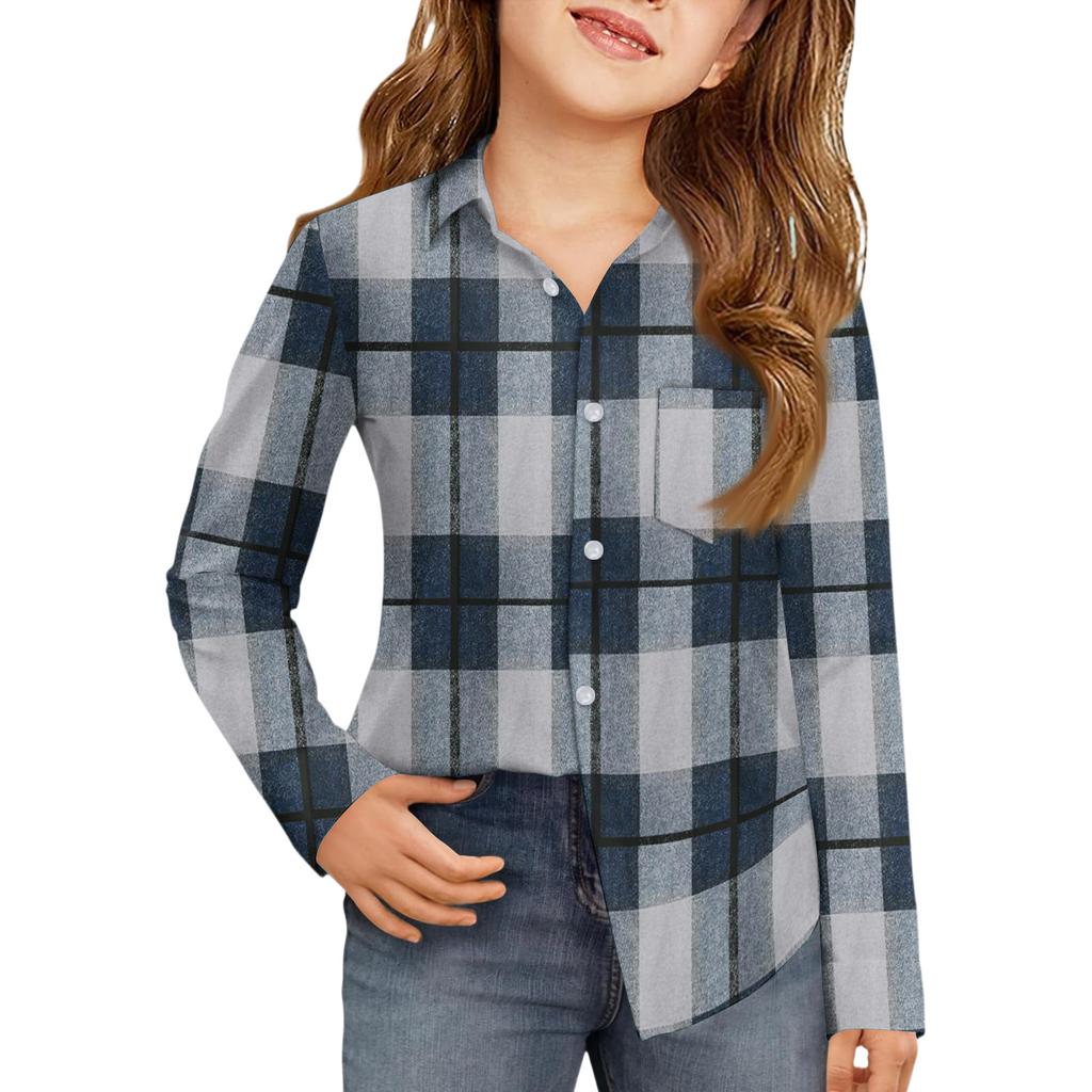 Girls' Button-Down Shirt - Long Sleeve Blouse