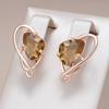 Коричневые серьги-капли из натурального циркона для женщин, модная геометрия, цвет розового золота, высокое качество, этнические свадебные украшения
