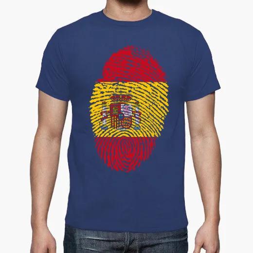 Уникальная футболка с отпечатком пальца и флагом Испании, летняя, хлопковая, с круглым вырезом, короткий рукав, мужская, новая, S3XL