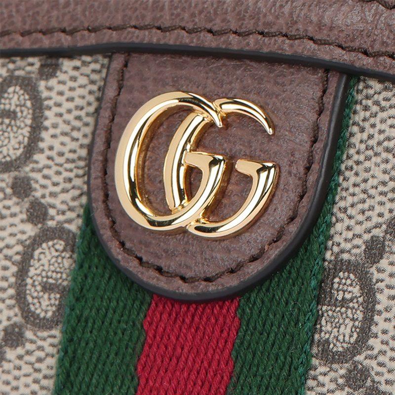 GUCCI Ophidia Canvas With Leather Clutch, Toiletry Bag, Makeup Bag Large Women's Ebony/Brown 625550-96IWG-8745