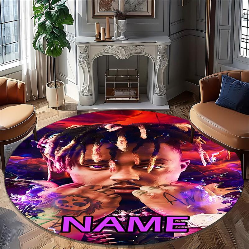 Customizable Rapper1 Round Non-Slip Carpet - Ideal for Garden, Picnic, Office, Perfect for Decoration, Suitable For All Seasons