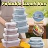 4pcs Large Capacity Silicone Lunch Box Rectangular Fresh Keeping Box Foldable Lunch Box  Picnic