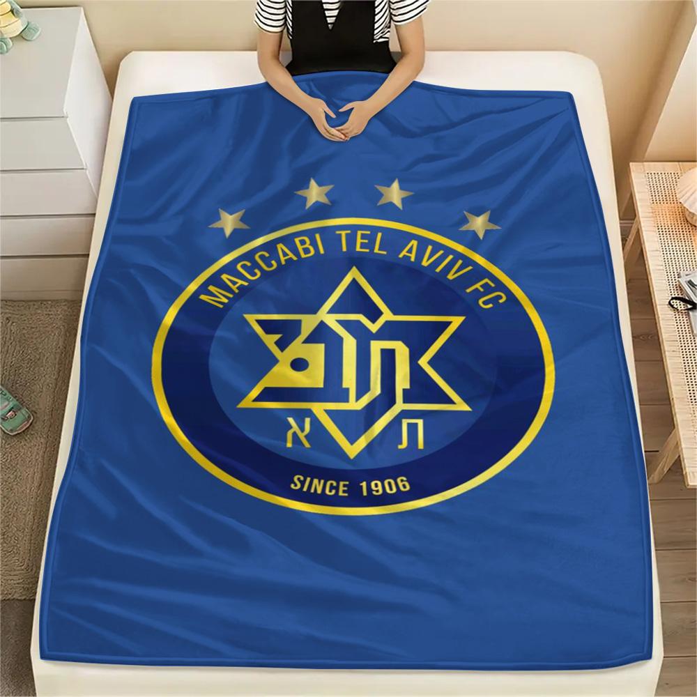1Pc Maccabi Tel Aviv FC Print Flannel Blanket High Quality Warm Comfortable Cover for All Seasons Perfect for Gifts Home Decor